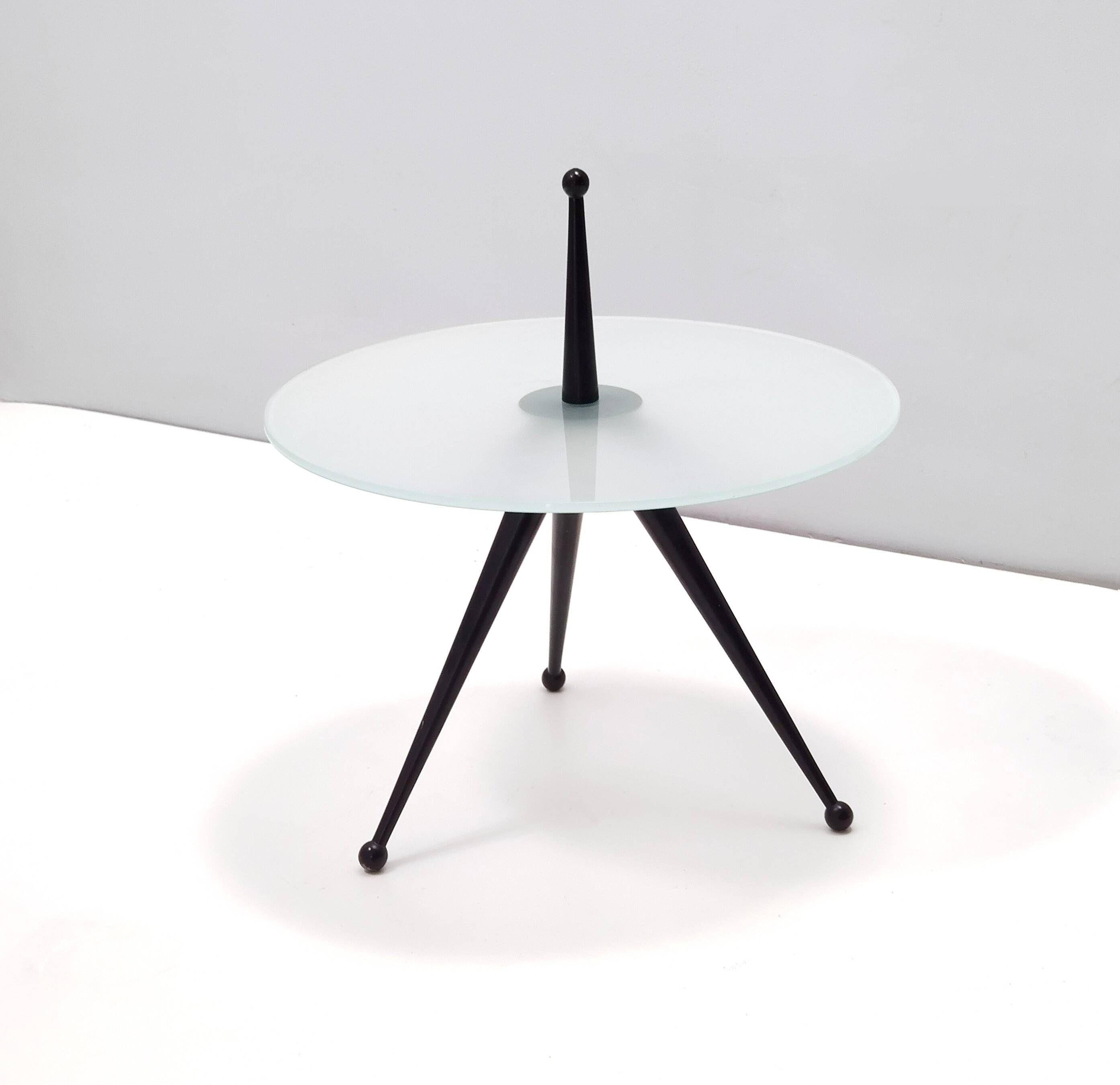 Tripod Beech and Glass Side Table in the Style of Cesare Lacca, Italy, 1980