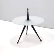 Tripod Beech and Glass Side Table in the Style of Cesare Lacca, Italy, 1980