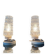 Set (2) of mid-century clear crystal glass bedside table lamps