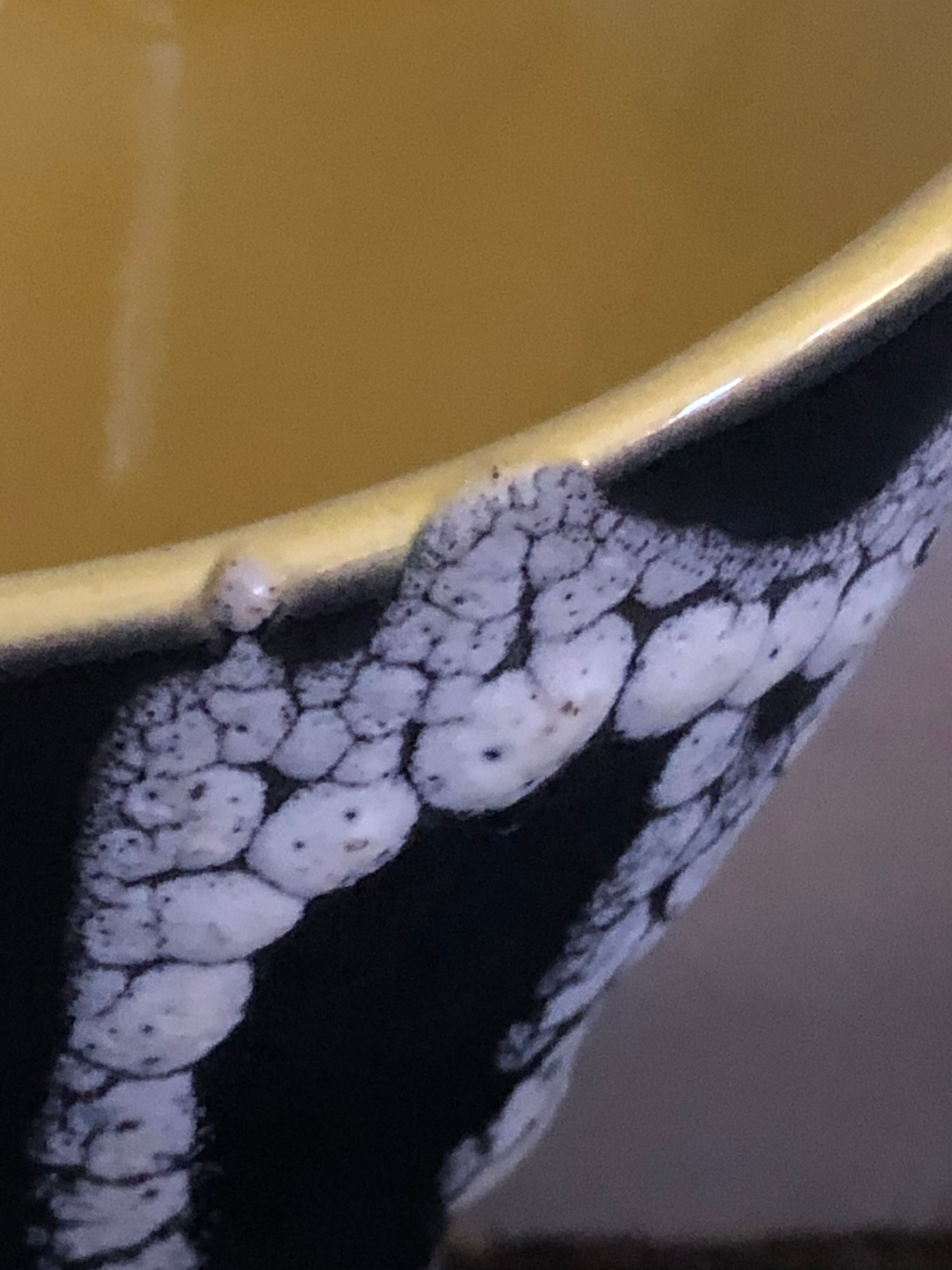 Yellow and black ceramic vase 50s