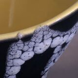 Vase ceramique jaune et noir années 50