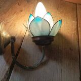 Wall lamp lotus flower petal blue mother-of-pearl base gold patinated dp 1123218
