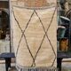White Berber carpet with black diamond 110x140cm