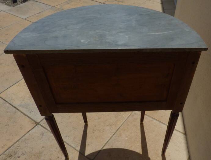 Antique half moon console-chest made by fils d'alfred wimphen in marquetry 2 drawers
