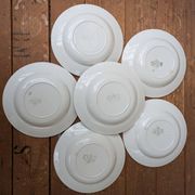 6 assiettes creuses Longwy modèle Toulouse bordure rose terre de fer