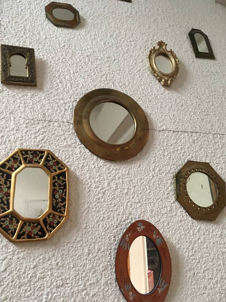 Round mirror brass 19x19cm