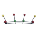 Roger Feraud wall-mounted wooden coat rack with colored balls, 1950