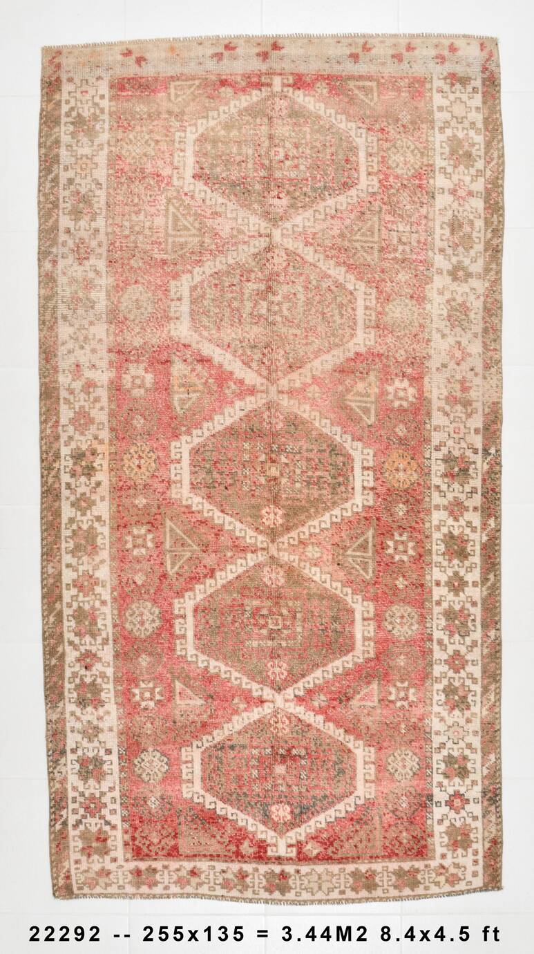 4x8 Red & Beige Oriental Persian Rug 135x255Cm SK 22292