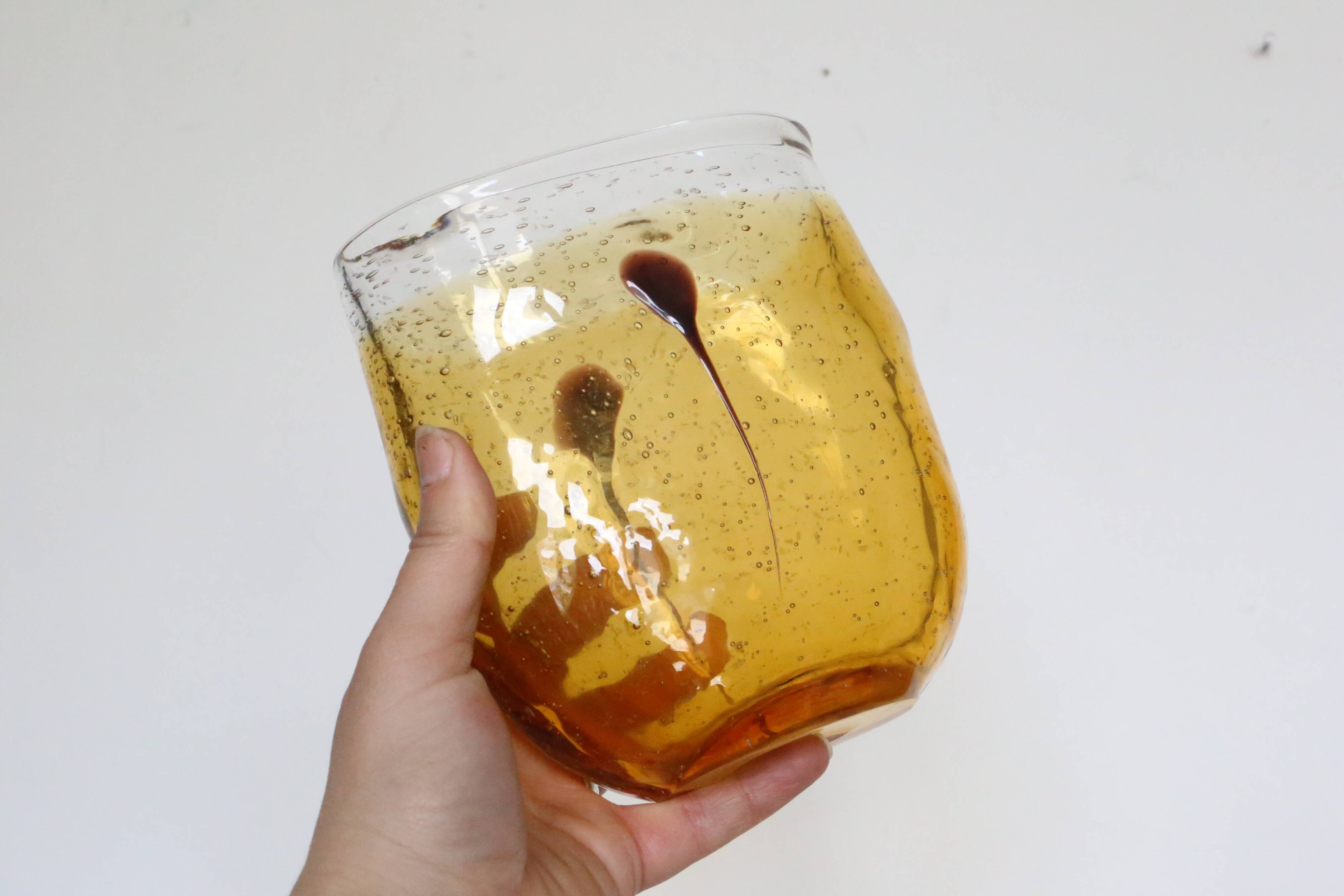 Beautiful mouth-blown bubble glass vase