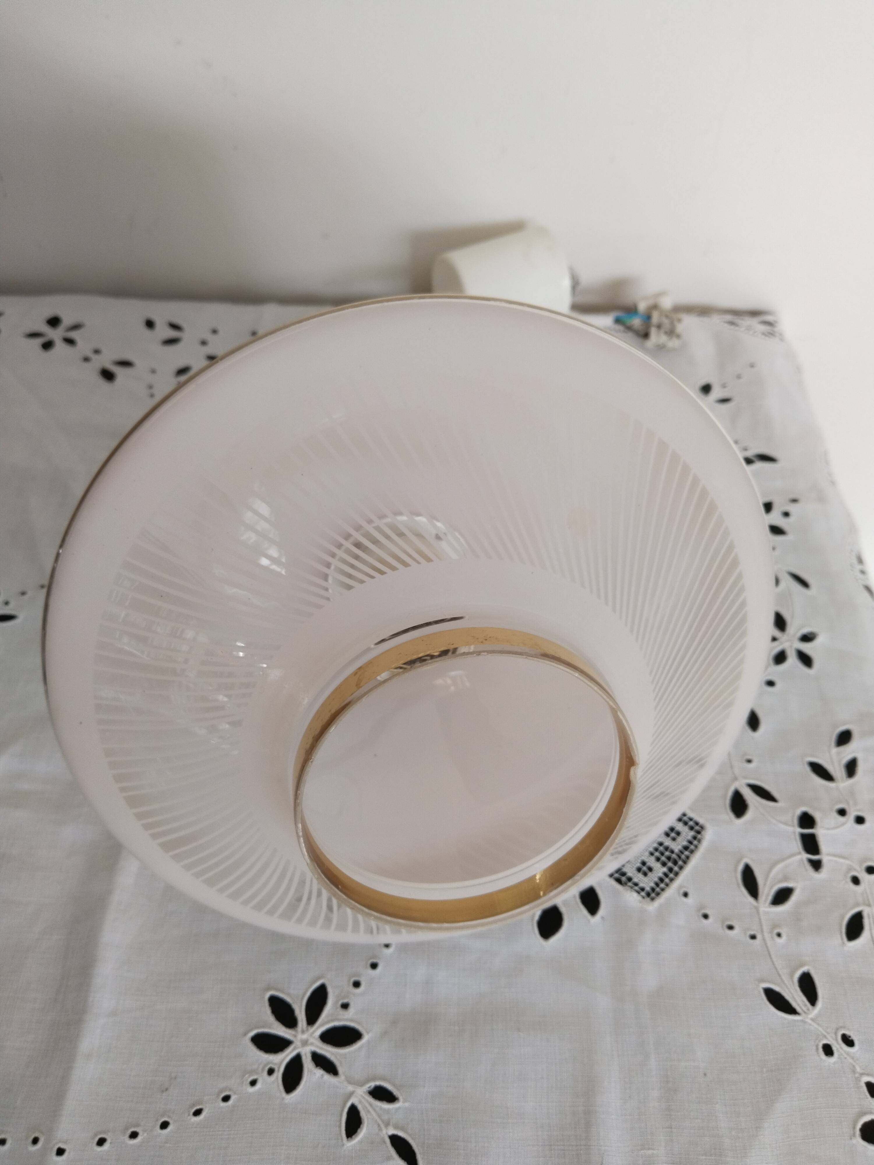 UFO suspension, vintage glass ceiling light, pink and gold