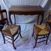 Bureau de cabaret Louis XV avec 2 chaises paillées