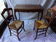 Louis XV cabaret desk with 2 straw chairs