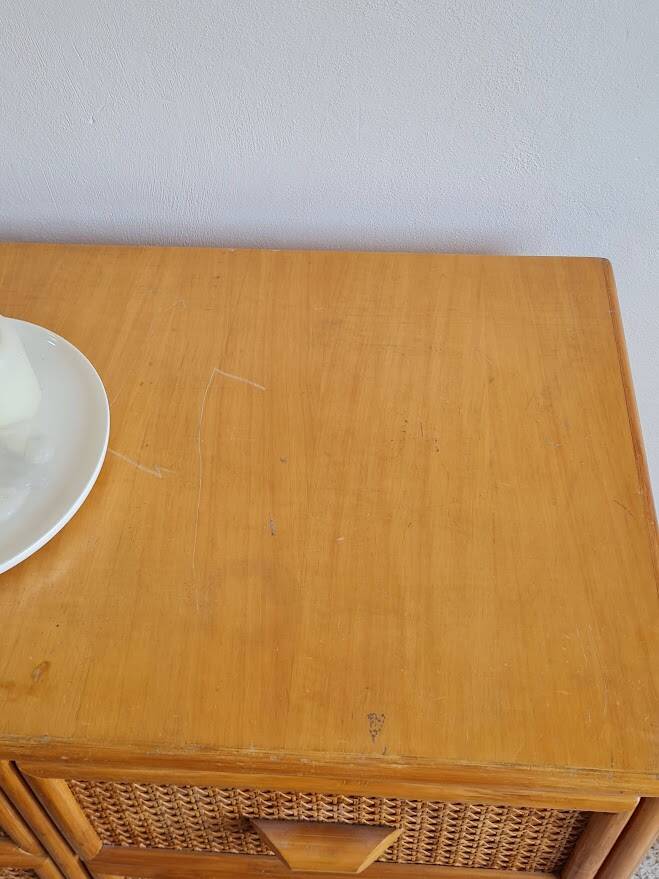 Rattan chest of drawers circa 1960s