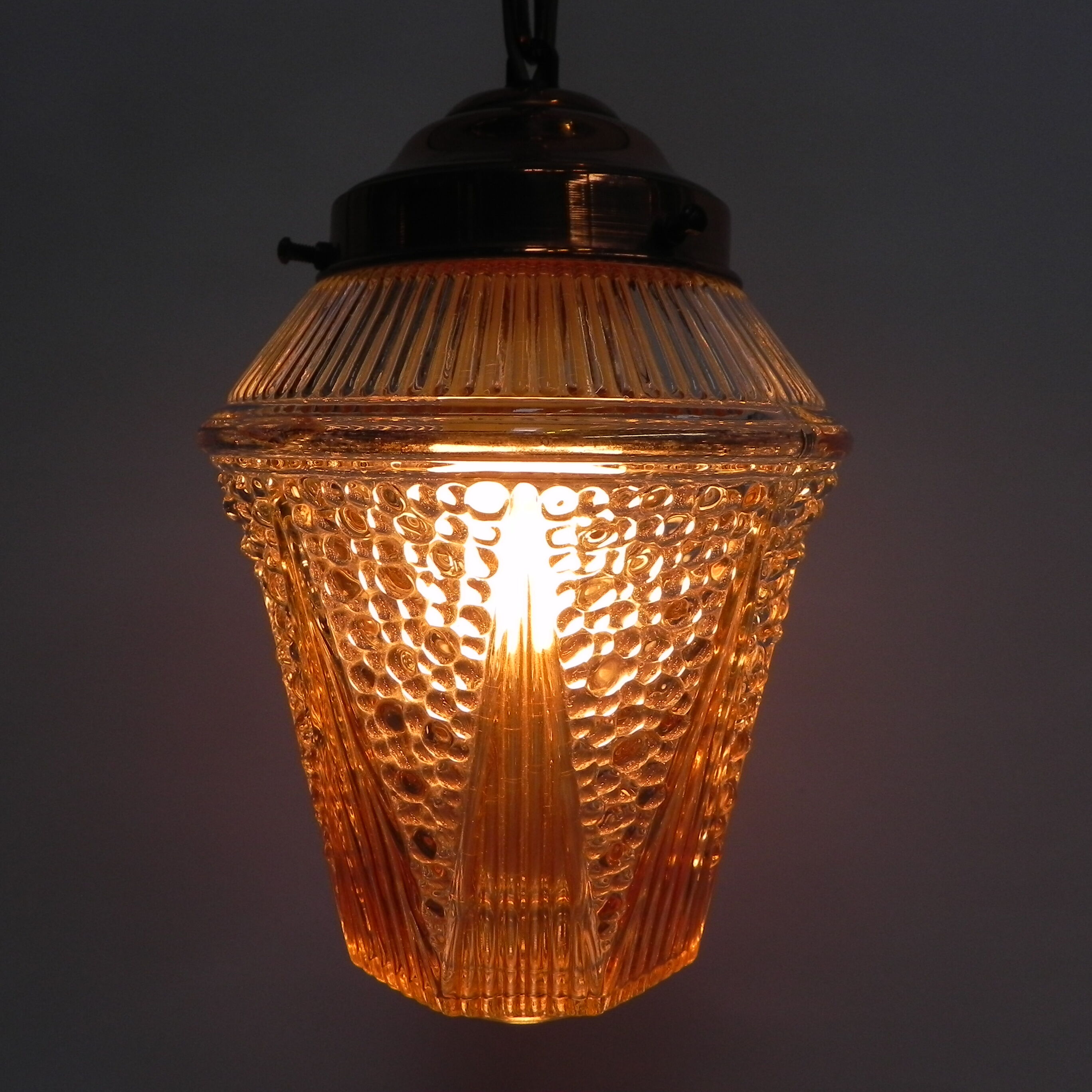 Vintage hanging lamp with glass shade