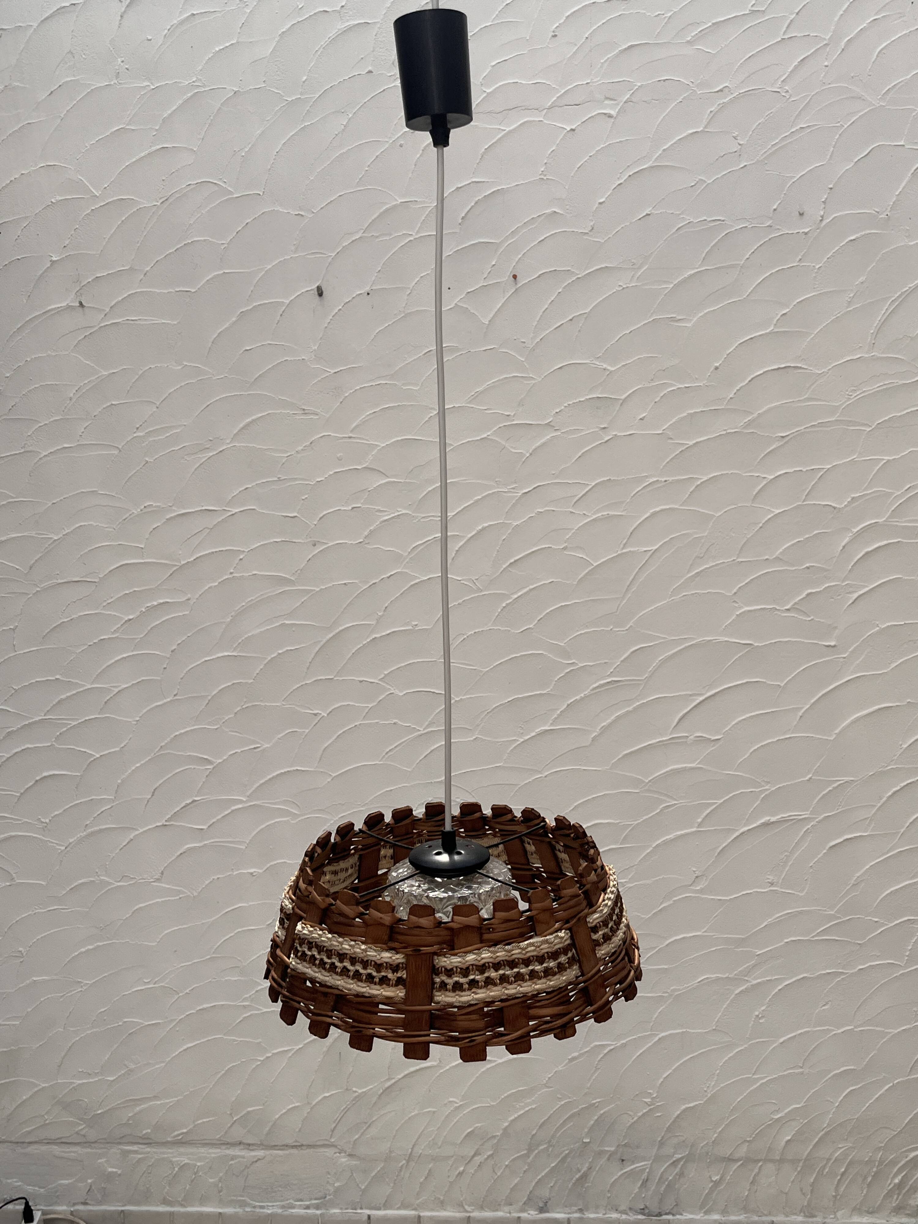 Wooden and wicker hanging decoration