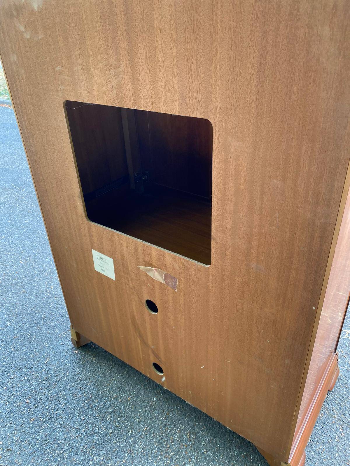 Armoire meuble tv bonnetière en merisier massif 80s