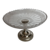 Compotier ancien en verre + métal 