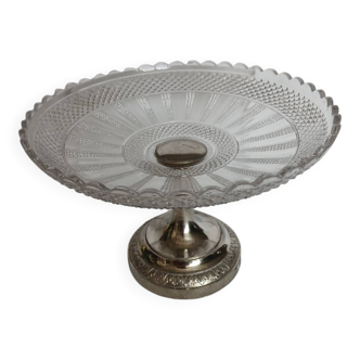 Antique glass and metal fruit bowl