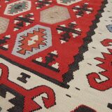 Handwoven Turkish Kilim Rug, 1960s Red Geometric Tribal Rugs 98 x 181 cm