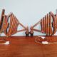 Pair of teak scissor wall lights, Scandinavian style, 1960s