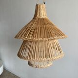 Rattan pendant lamp or light in the shape of an Asian lantern