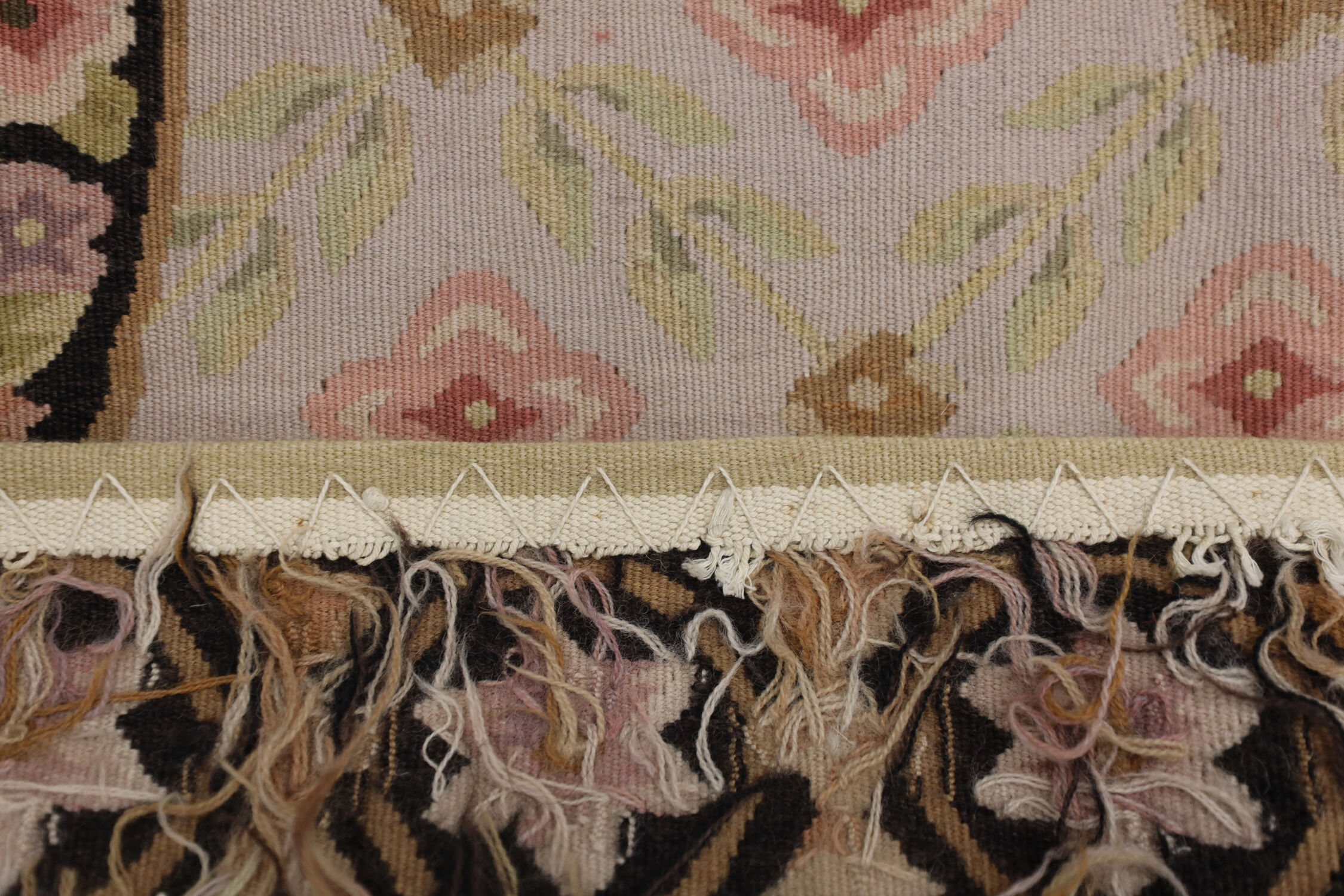 Handmade Wool Needlepoint Rug Traditional Floral Runner Rug- 76x183cm