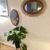 Mirror Scandinavian teak oval 36x57cm