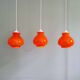 Trio de suspensions vintage en opaline orange, 1960-70