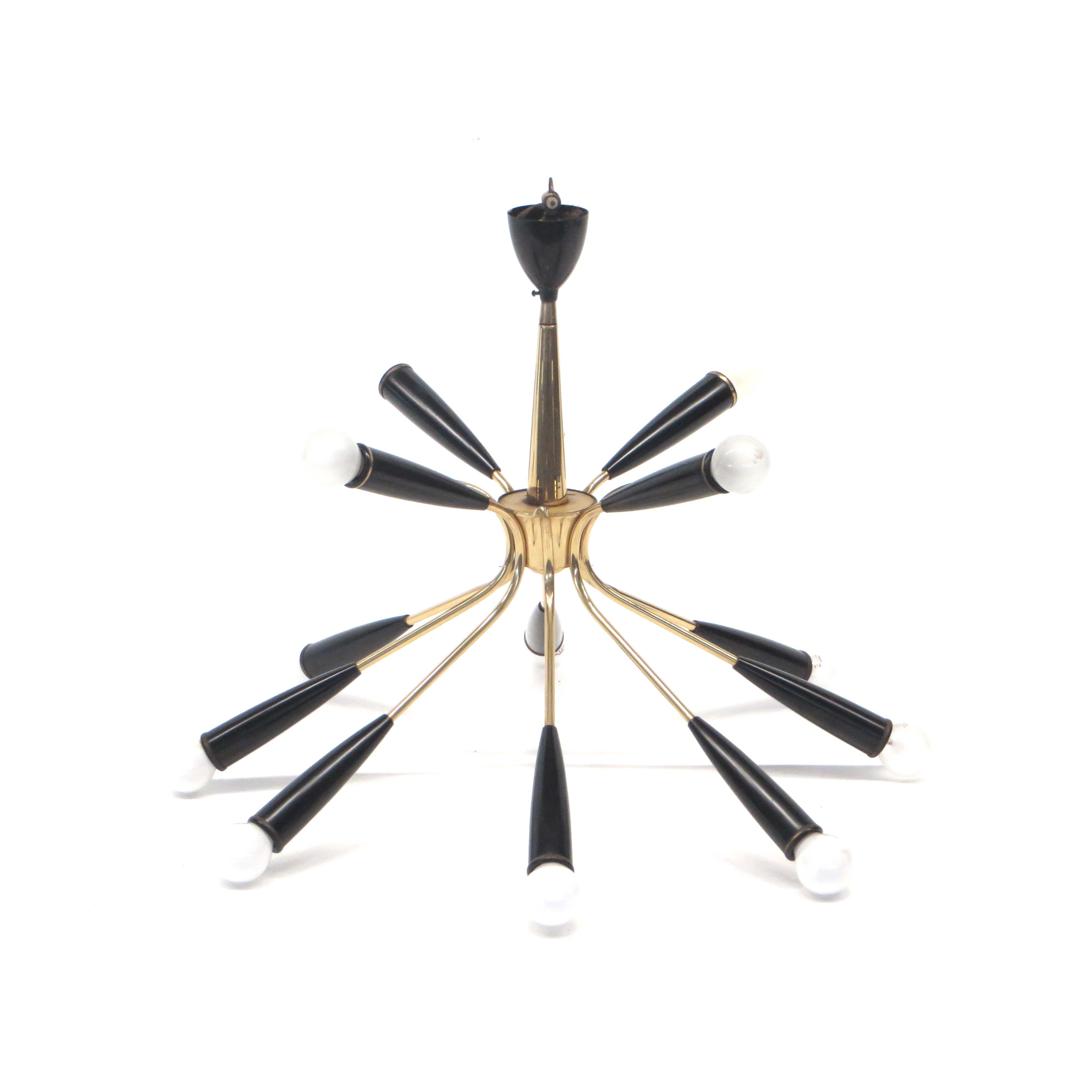 Hollywood Regency style chandelier with 12 luminous points