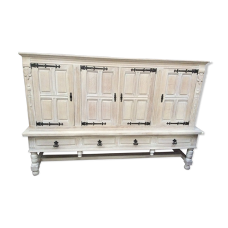 Pure wooden buffet with wrought iron hinges