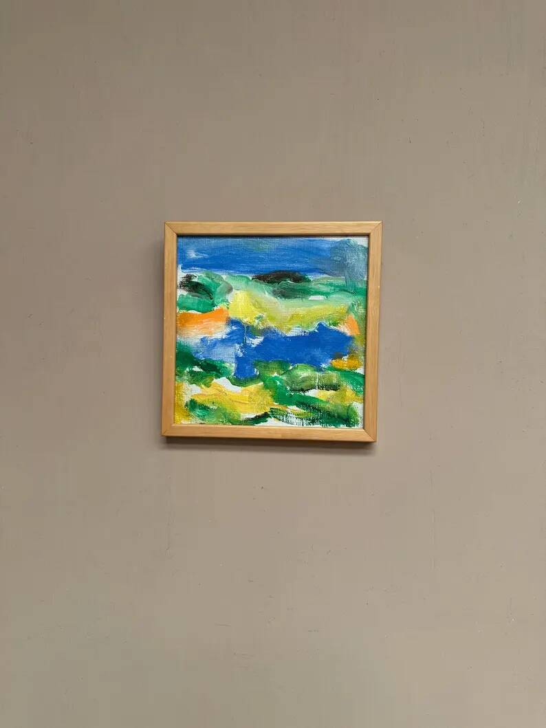Huile sur toile originale suédoise – "Composition" par Inge Blomqvist