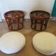 Pretty pair of 2 bamboo and rattan stools with cushions - 80s - Vintage - set of 2