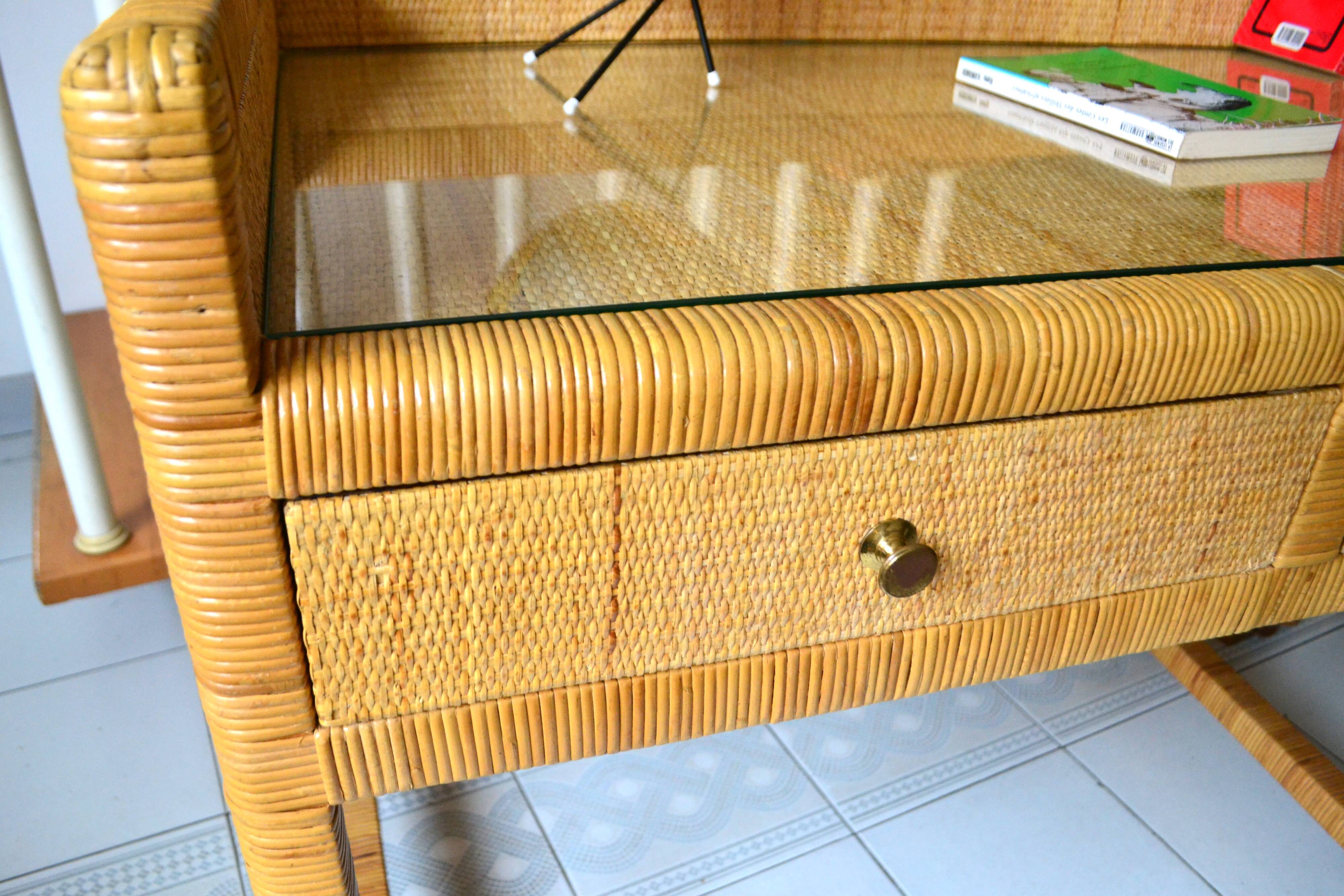 Rattan and wood desk from the 60s/70s.