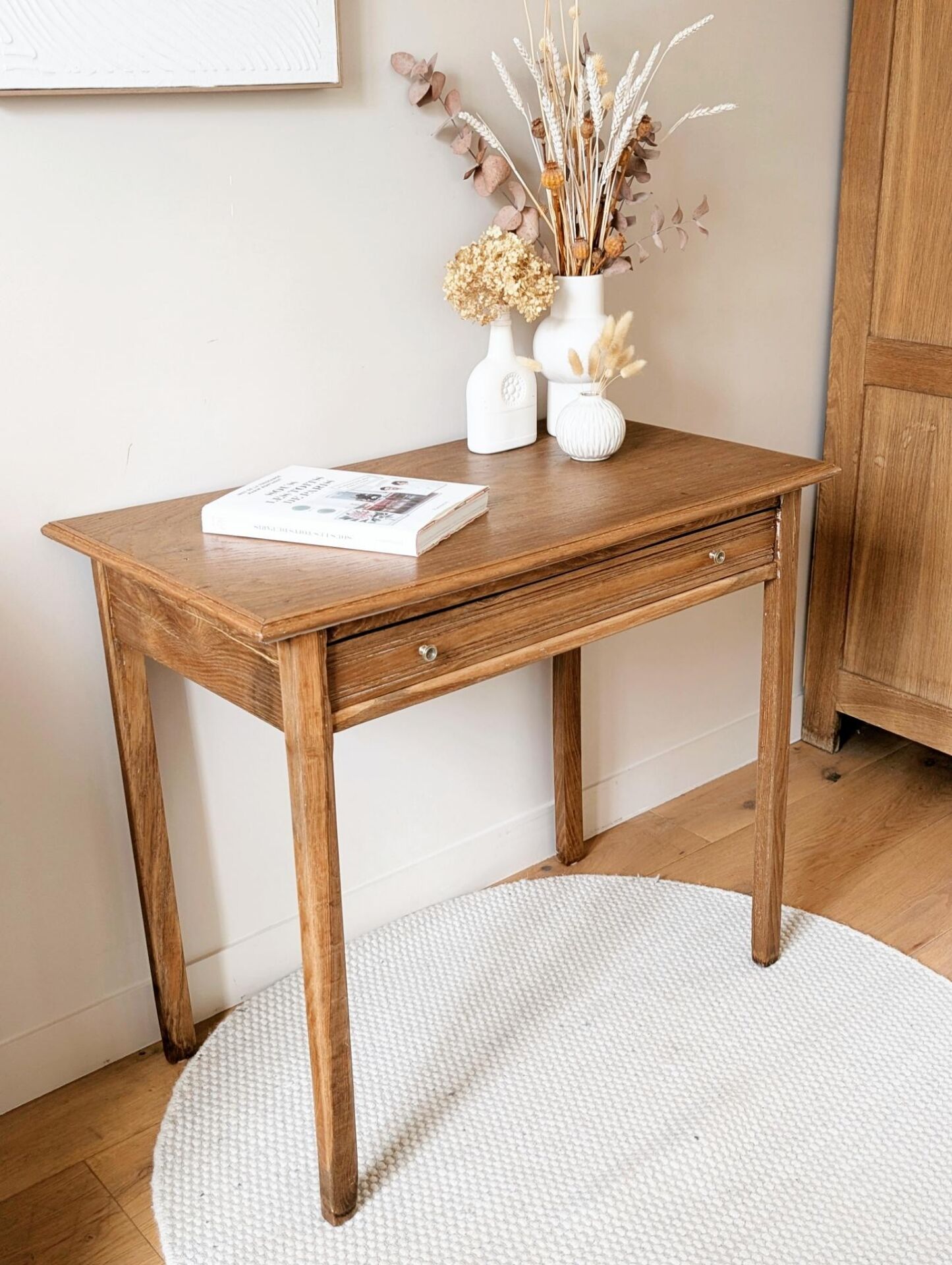 Table bureau console chêne massif 