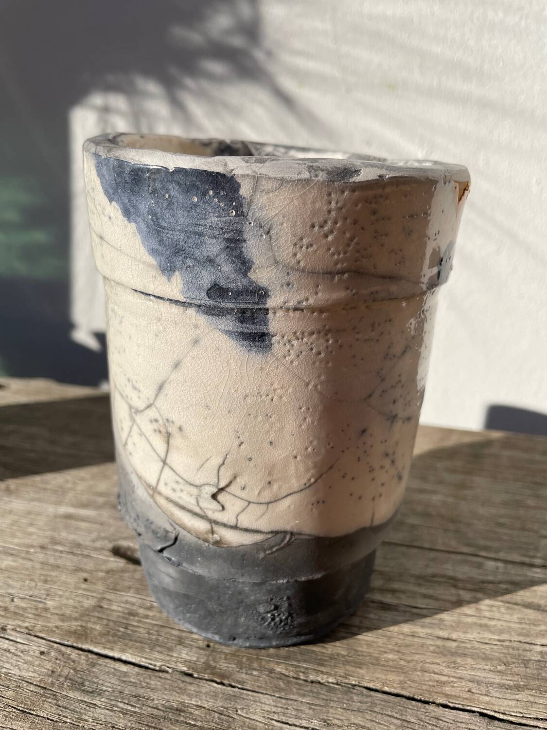 Vase en raku / céramique signée / poterie fait main