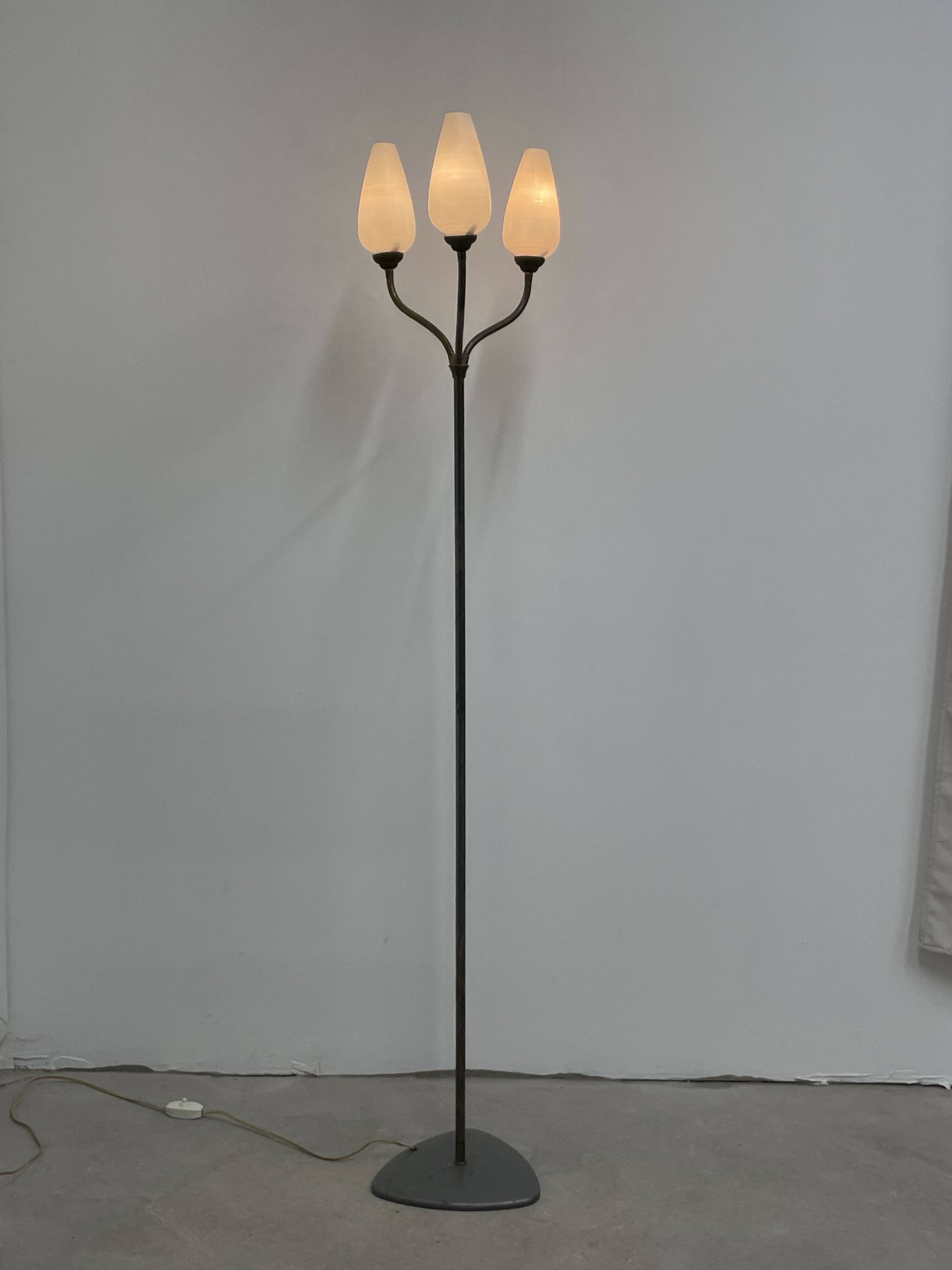 Three-flute floor lamp, circa 1950