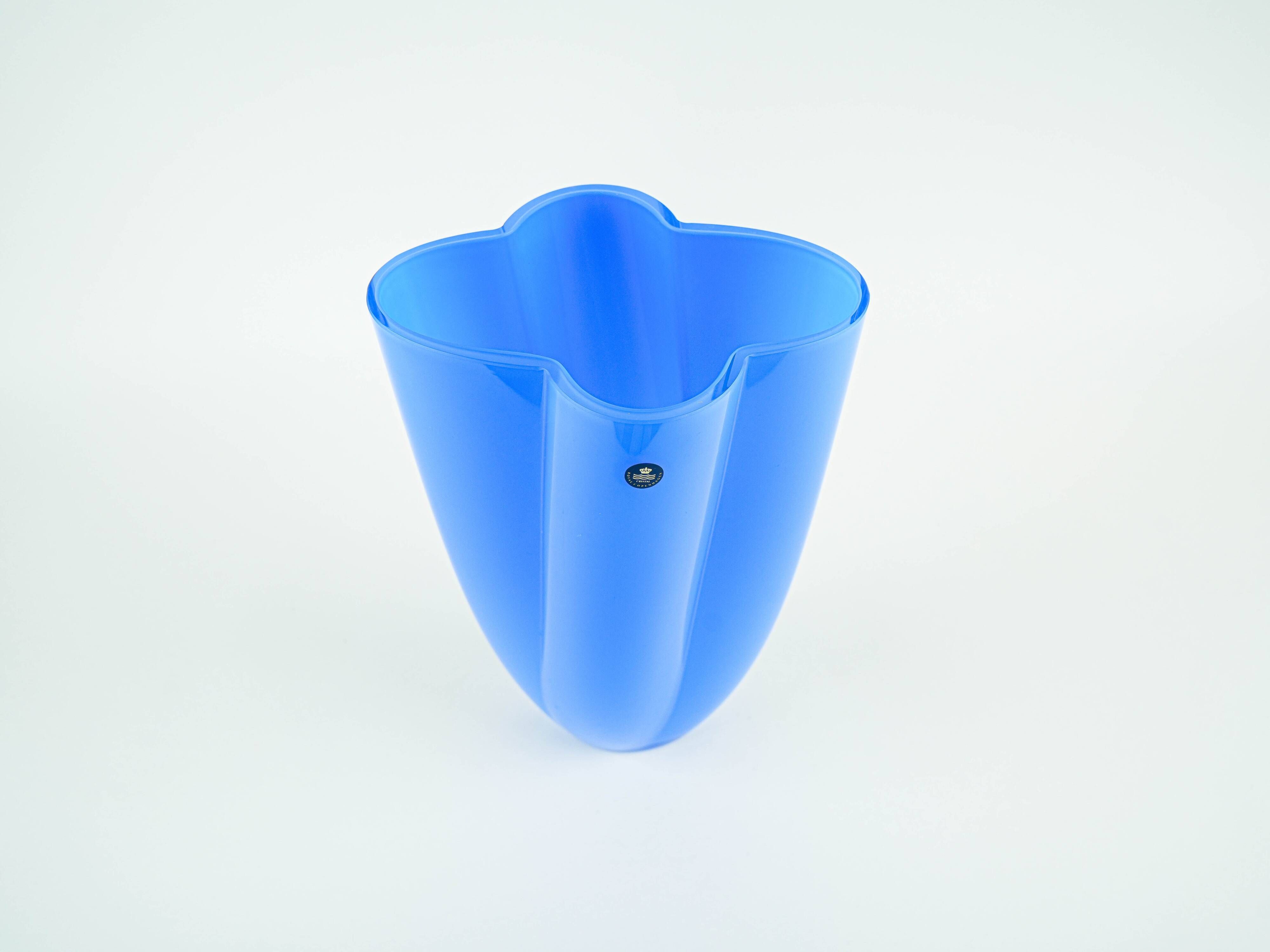 Blue vase, Danish design, 1980s, manufactured by Royal Copenhagen