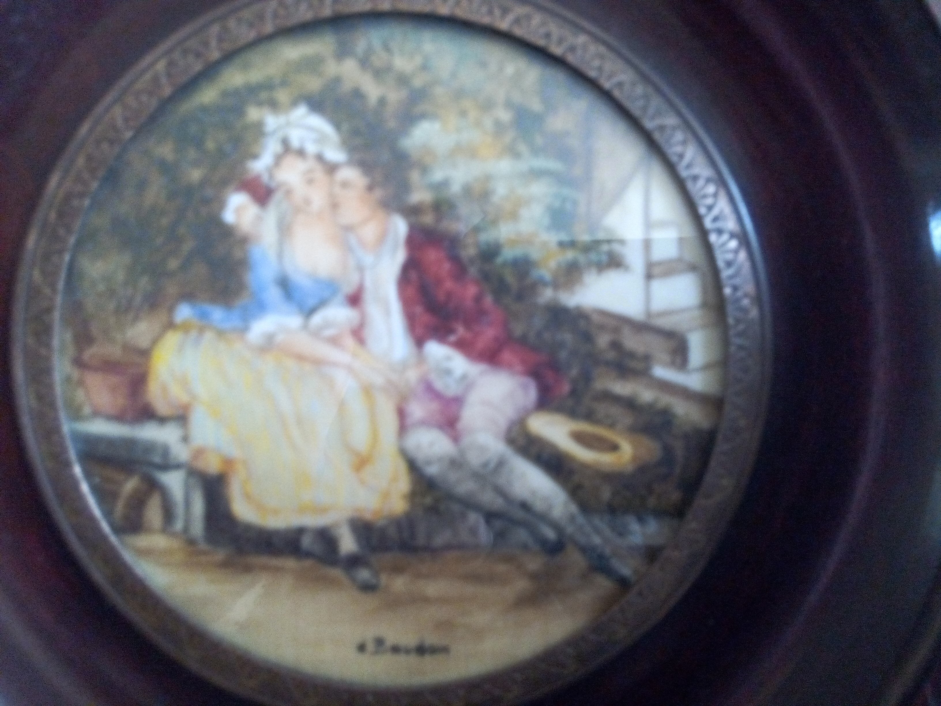 Peinture miniature gouache " Scène galante " signée BAUDOIN