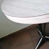 Pair of round vintage bistro tables, pedestal table