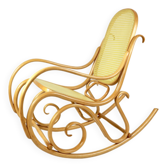 Vintage Natural Wood Rocking Chair attributed to Michael Thonet