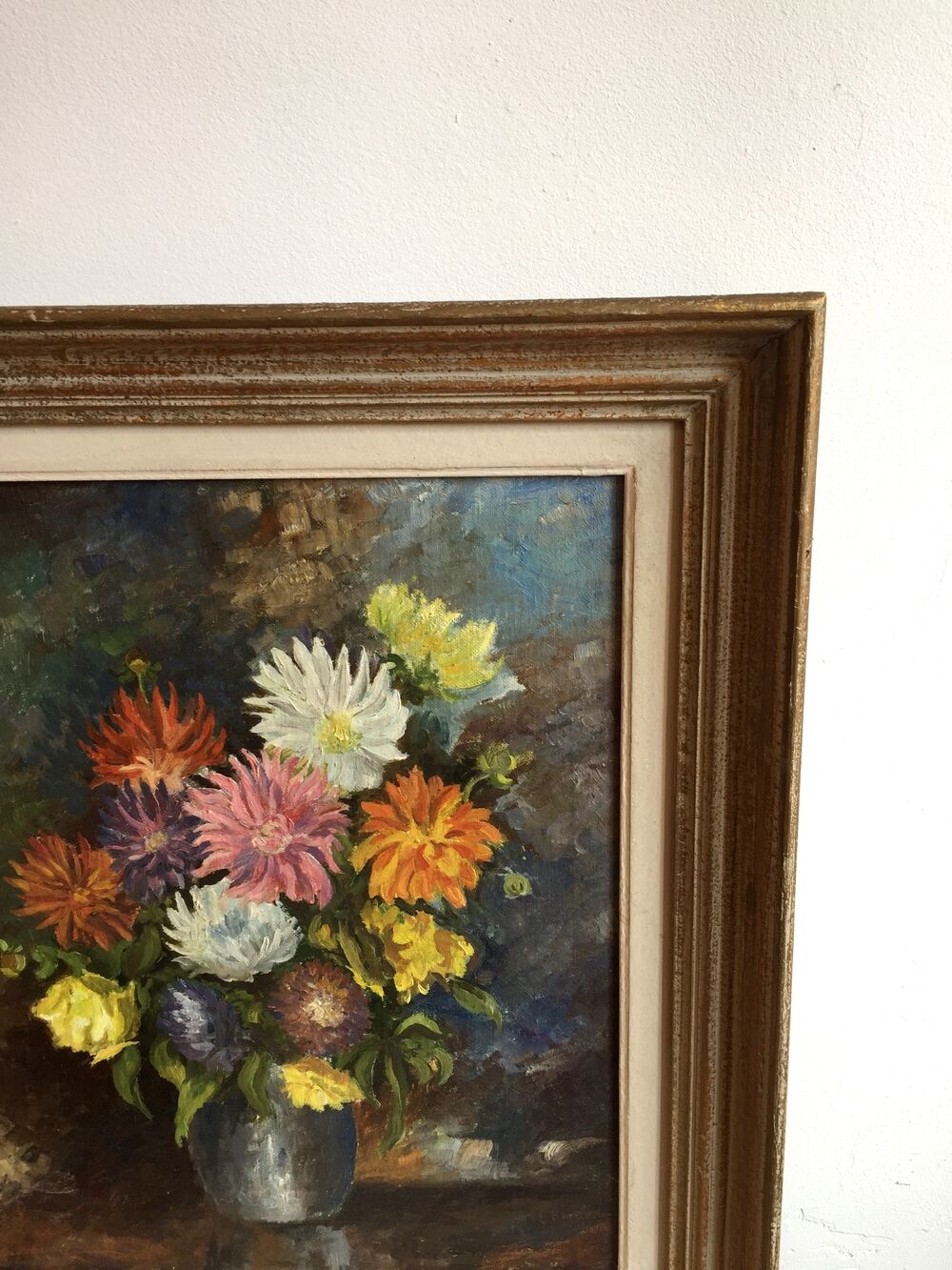 Bouquet of flowers oil on panel