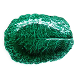 Large dish in green cabbage leaf slip