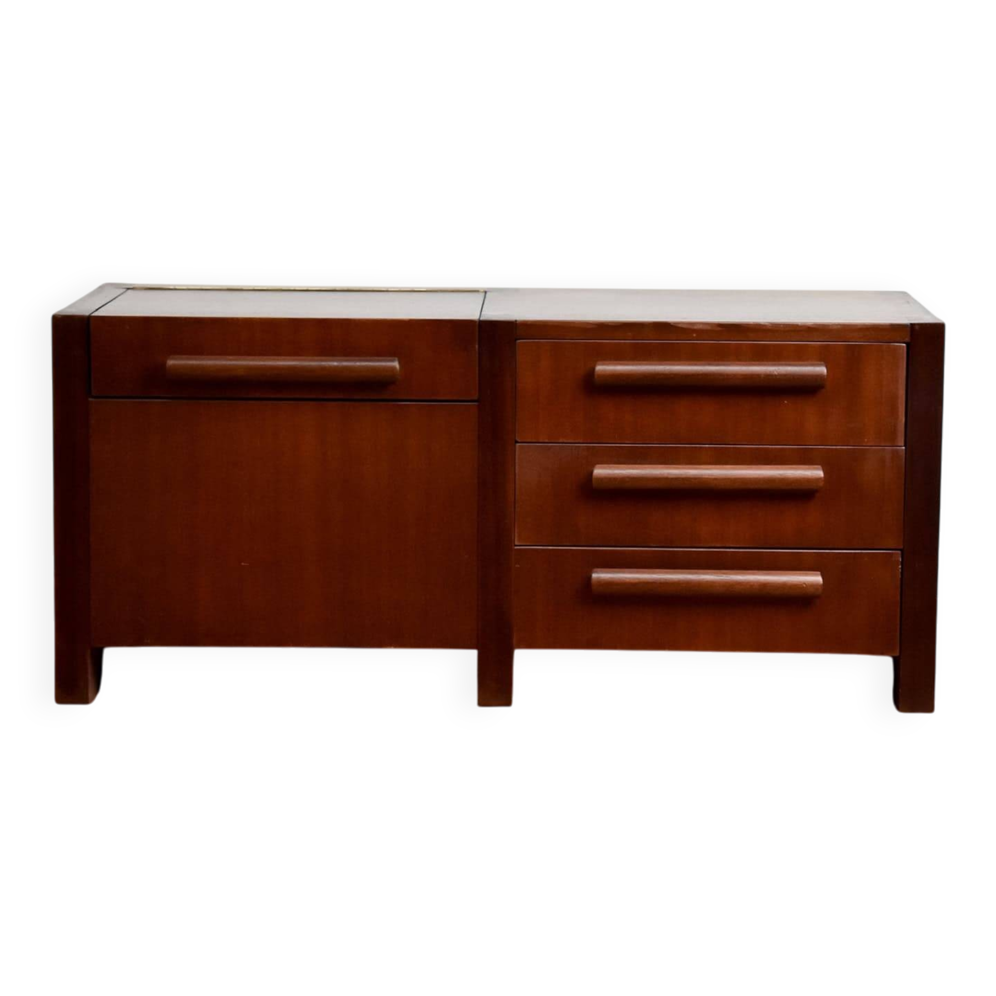 Meuble bas style Scandinave vintage, petit coffre bois