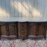 Enfilade en noyer de style Louis XV en noyer et marbre