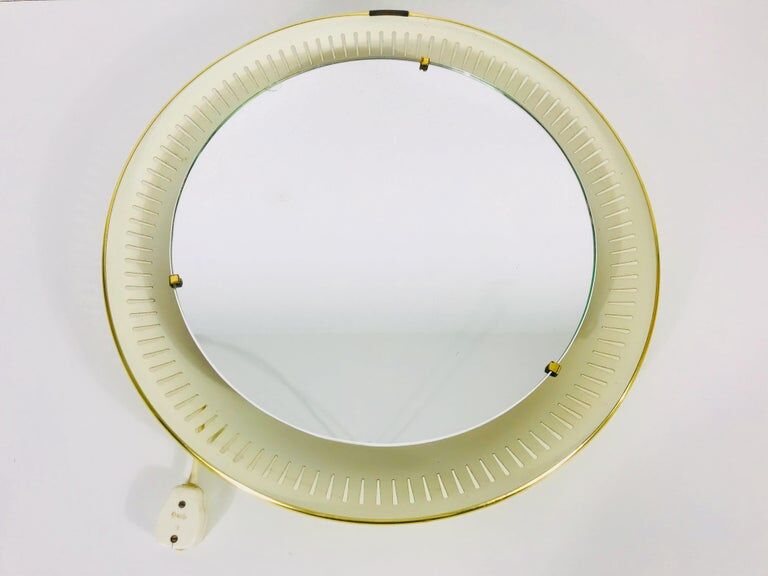 Metal mirror lit by Hillebrand, Germany, 1950s