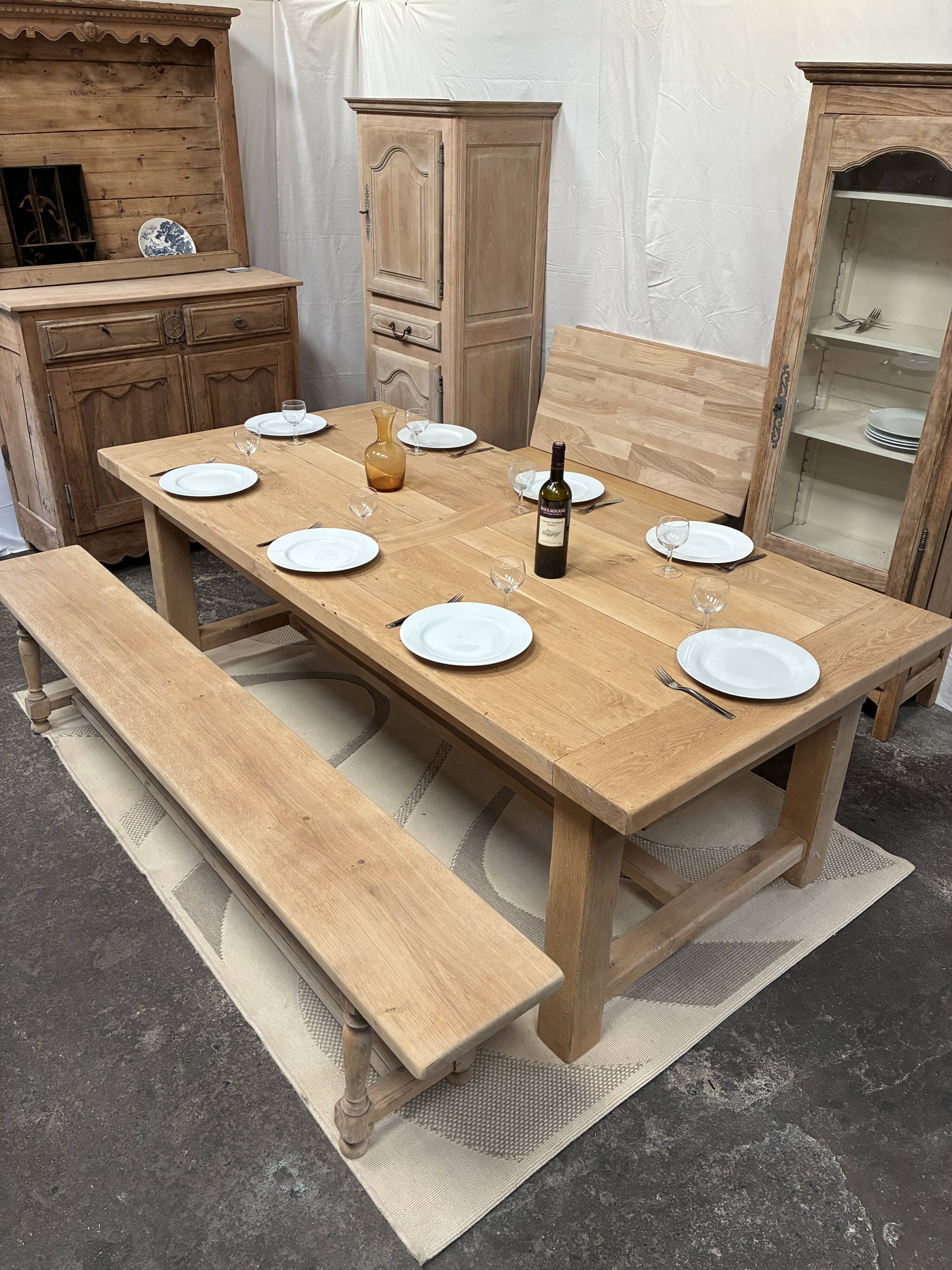 Table de ferme en chêne massif avec rallonges