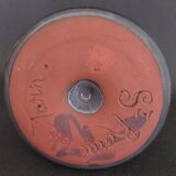 Vintage hand-held candle holder, ceramic, glazed terracotta, Saint Rome de Tarn X