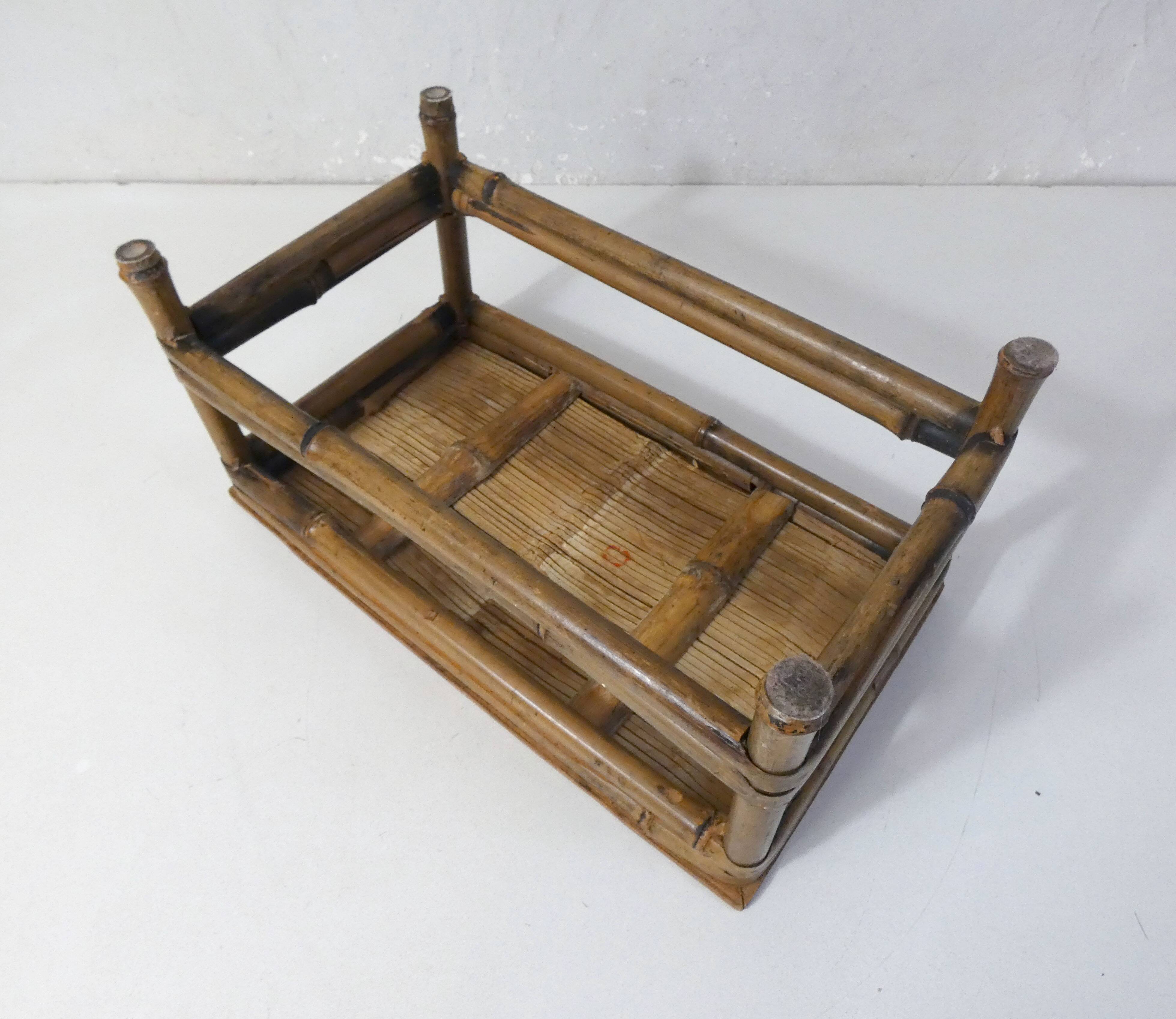 old small bamboo bench vintage step