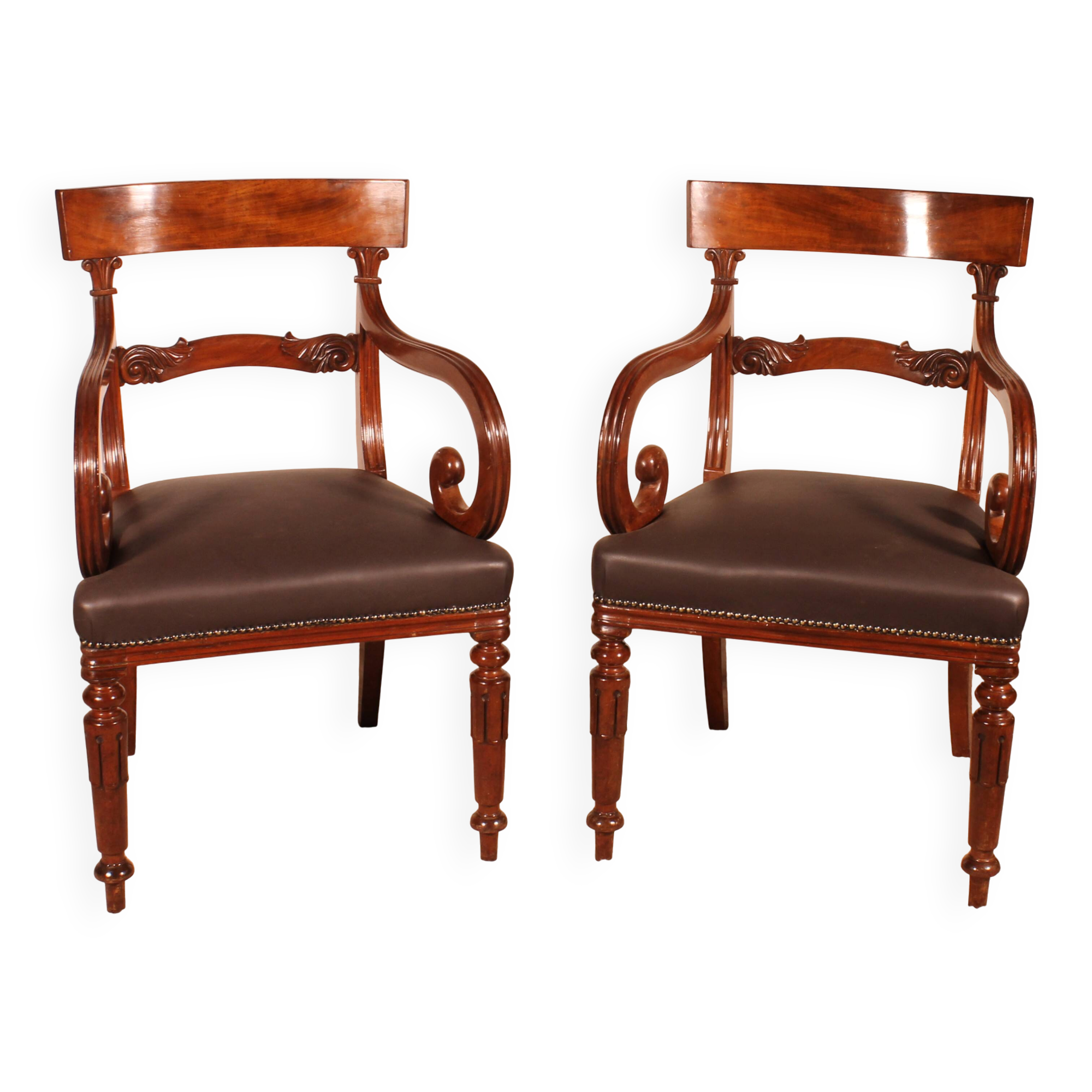 pair of mahogany armchairs from the William IV period circa 1830
