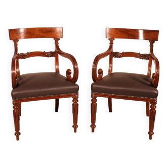 pair of mahogany armchairs from the William IV period circa 1830